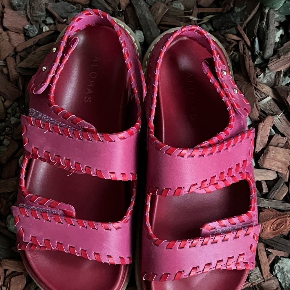 ALOHAS Barrel Slingback Sandal in Red/Pink 37 dad sandals leather woven - Picture 8 of 10
